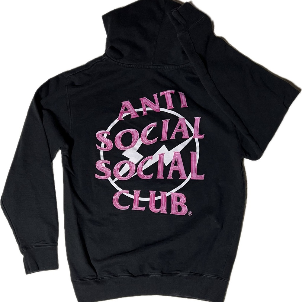 Anti Social Social Club Black Sweater with Pink Logo